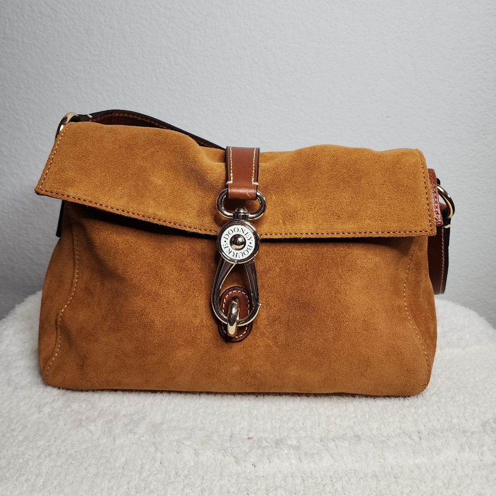 Dooney & Bourke "Libby" Chestnut Suede Leather Hobo Bag